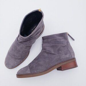 Cole Haan Riona Grand Back Zip Bootie Slouch Ankle Boot Gray Suede Women's 7.5